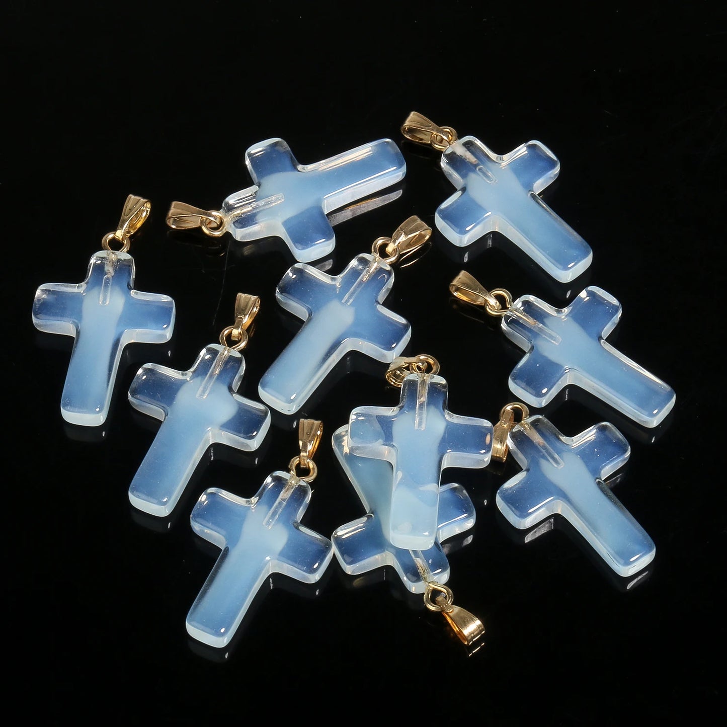 10 Pendentifs Croix en Verre Lampwork – DIY Bijoux