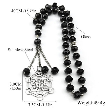 Pendentif Spirituel Fleur de Vie & Cube de Métatron en Acier Inoxydable – Géométrie Sacrée Chakra Protection Énergétique pour Voiture & Porte-Clés