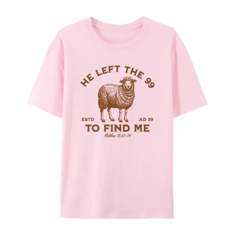 T-shirt chrétien vintage femme “Il a laissé les 99” – verset biblique inspirant