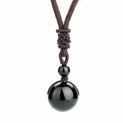 Pendentif Collier 14 mm en Pierre Naturelle Obsidienne Œil de Tigre – Amulette Porte-Bonheur Sculptée