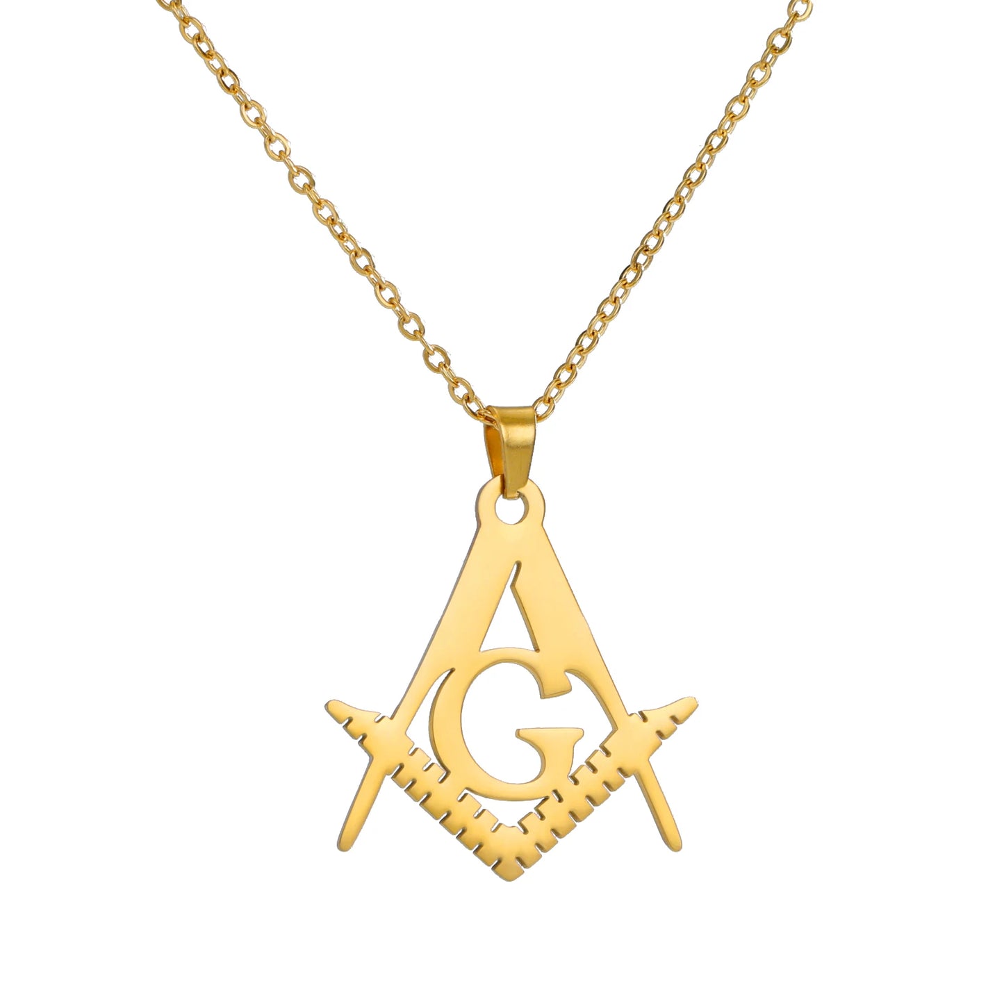 Collier Maçonnique Homme en Acier Inoxydable – Pendentif Franc-Maçon Équerre & Compas, Style Gothique Punk
