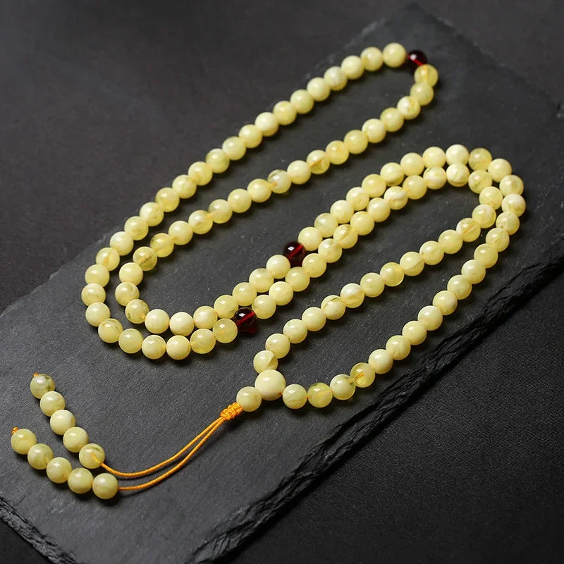 Bracelet Ambre 108 Perles – Prière & Méditation Unisexe