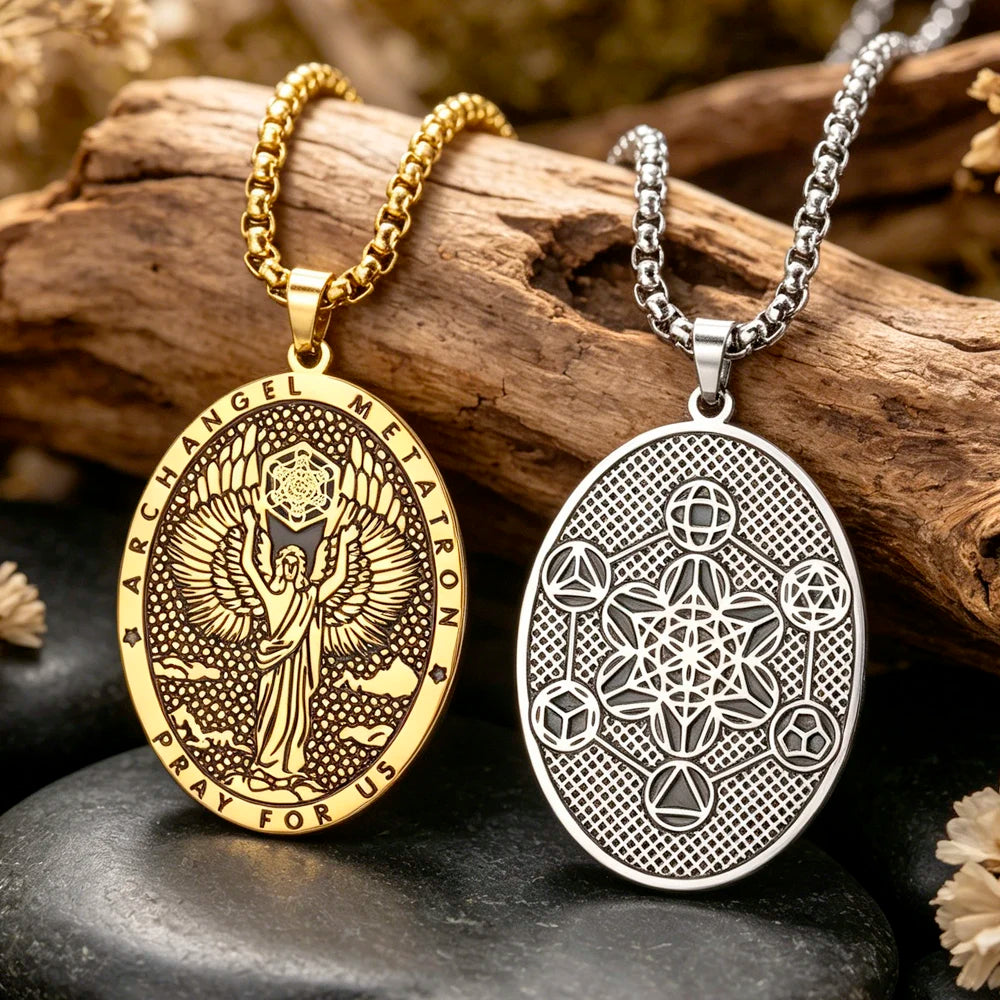 Erzengel-Metatron Halskette beidseitig – Metatrons Würfel aus Edelstahl