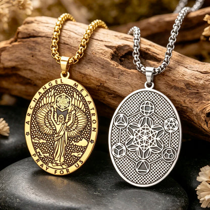 Erzengel-Metatron Halskette beidseitig – Metatrons Würfel aus Edelstahl