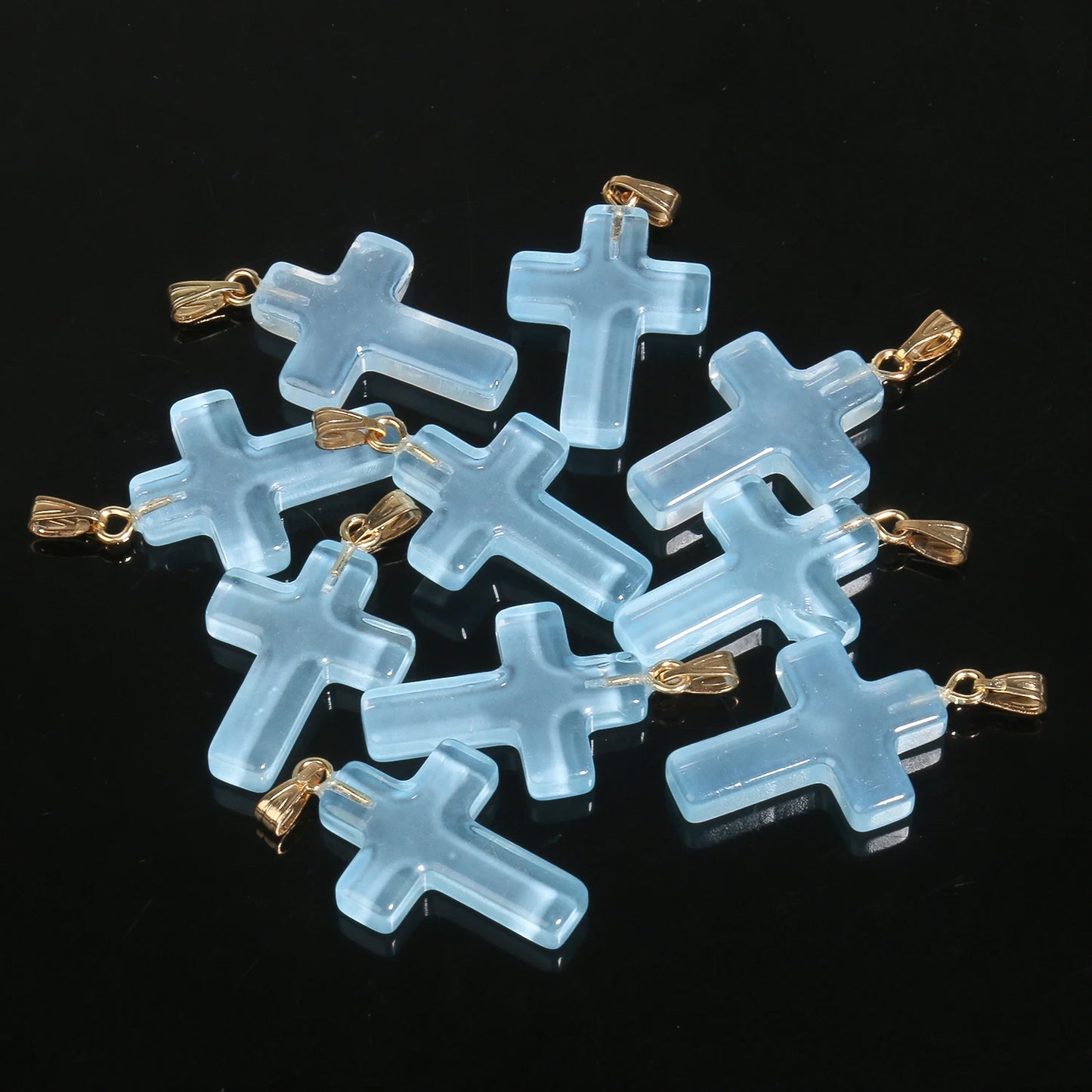 10 Pendentifs Croix en Verre Lampwork – DIY Bijoux