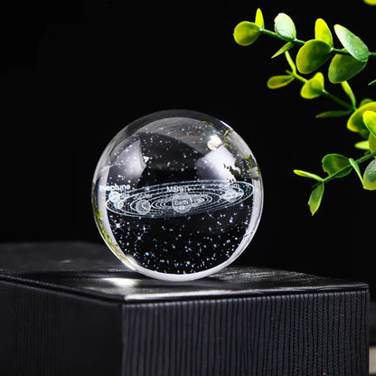 Boule Cristal 3D Système Solaire LED – Globe Planètes Gravé au Laser – Décoration Astronomie & Cadeau