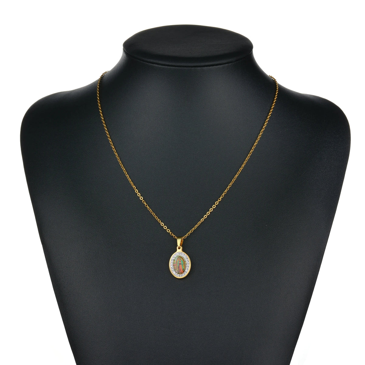 Collier Vierge Marie en Acier Inoxydable – Pendentif Religieux Doré ou Argenté