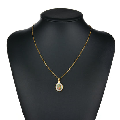 Collier Vierge Marie en Acier Inoxydable – Pendentif Religieux Doré ou Argenté