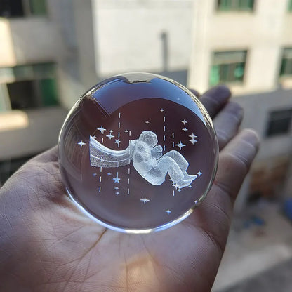Boule Cristal 3D Système Solaire LED – Globe Planètes Gravé au Laser – Décoration Astronomie & Cadeau