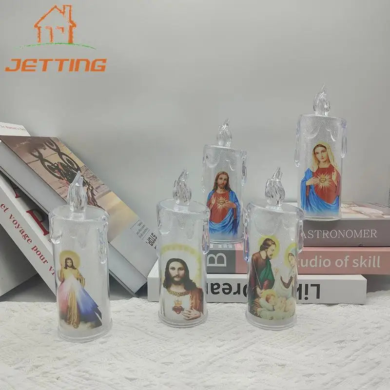 Bougie  Religieuse Jésus & Vierge / Flamme Sans Feu