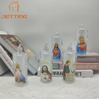 Bougie  Religieuse Jésus & Vierge / Flamme Sans Feu