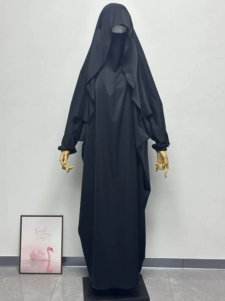 Abaya de prière une pièce avec capuche – robe musulmane femme