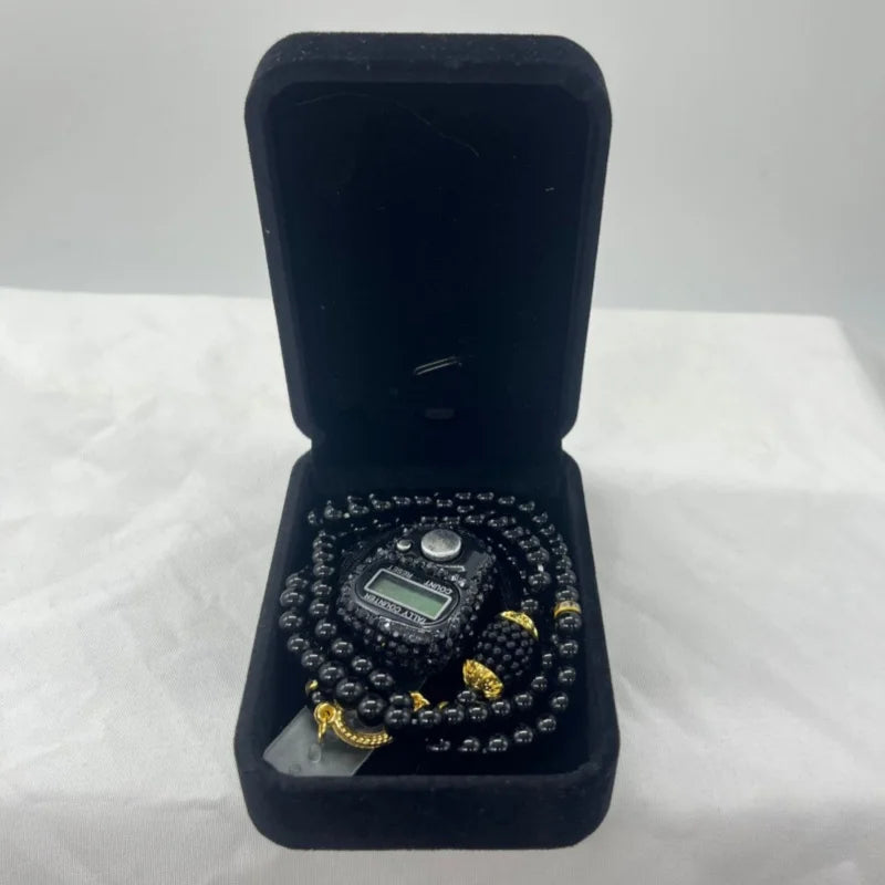 Cofre Tasbih & Contador Digital LCD – Set Espiritual Elegante Ramadan & Meditación