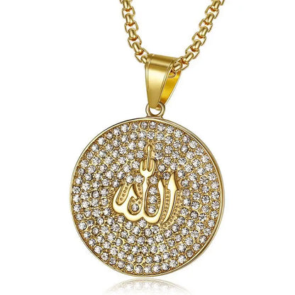 Collier médaille Allah en acier inoxydable – Bijou islamique unisexe