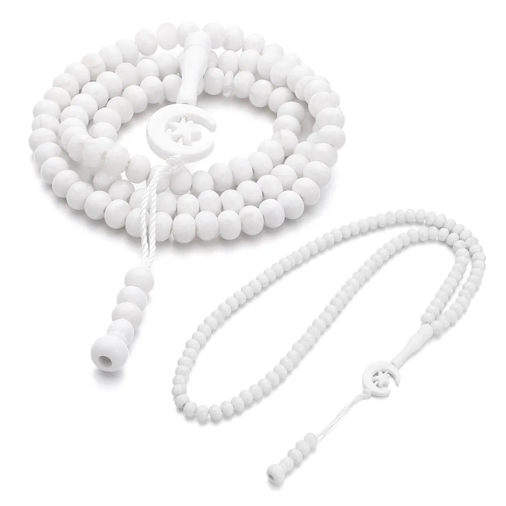 Lot de 2 Chapelets Musulmans 99 Perles – Tasbih Allah Muhammad Gravé pour Prière et Protection Spirituelle