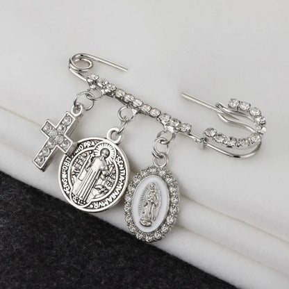 Spilla Religiosa San Benedetto e Vergine di Guadalupe – Croce Unisex