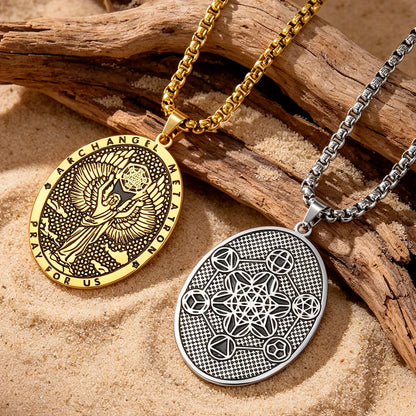 Erzengel-Metatron Halskette beidseitig – Metatrons Würfel aus Edelstahl