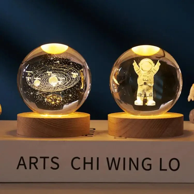 Boule de Cristal 3D Gravée Laser 6 cm – Planètes, Galaxie & Univers – Décoration & Cadeau