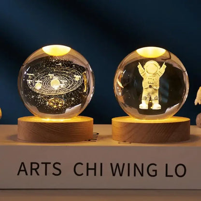 Boule de Cristal 3D Gravée Laser 6 cm – Planètes, Galaxie & Univers – Décoration & Cadeau